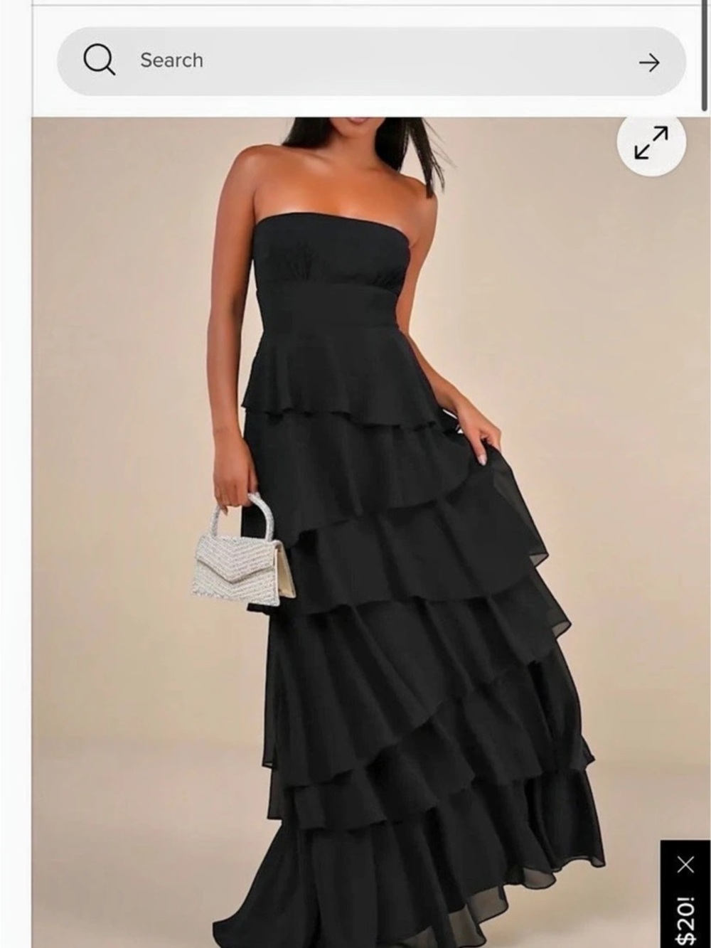 Lulus Black Strapless Tiered Maxi Dress new with tags/never worn